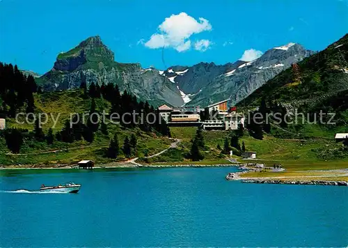 AK / Ansichtskarte Engelberg OW Hotel Truebes mit Hahnen Bootfahren Alpen Kat. Engelberg