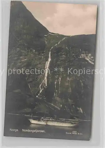 AK / Ansichtskarte Nordangsfjorden Dampfer Wasserfall Kat. Norwegen