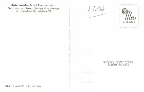 AK / Ansichtskarte Untermusbach Freudenstadt Gasthaus zur Rose  Kat. Freudenstadt