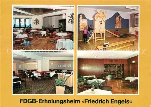 AK / Ansichtskarte Templin FDGB Erholungsheim Friedrich Engels Cafe Kinderspielzimmer Klubraum Tanzcafe Kat. Templin