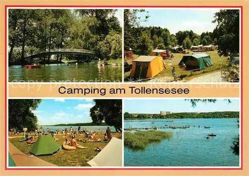 AK / Ansichtskarte Neubrandenburg Campingplatz Tollensesee Bruecke Seglerhafen Kat. Neubrandenburg