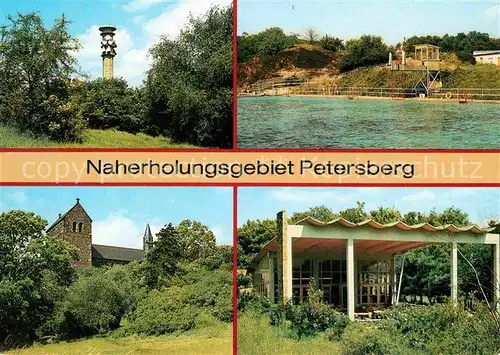 AK / Ansichtskarte Petersberg Halle Naherholungsgebiet Fernsehturm Bergbad Schwimmbad Klosterkirche Pavillon Kat. Petersberg Halle
