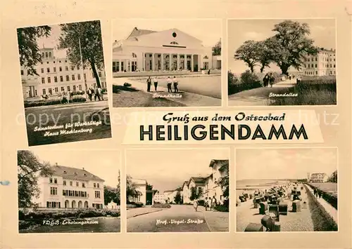 AK / Ansichtskarte Heiligendamm Ostseebad Sanatorium Strandhalle Allee FDGB Erholungsheim Prof Vogel Strasse Strand Kat. Bad Doberan