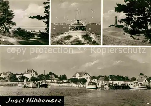 AK / Ansichtskarte Insel Hiddensee Blick vom Dornbusch Faehre Leuchtturm von Kloster Hafen Vitte Kat. Insel Hiddensee