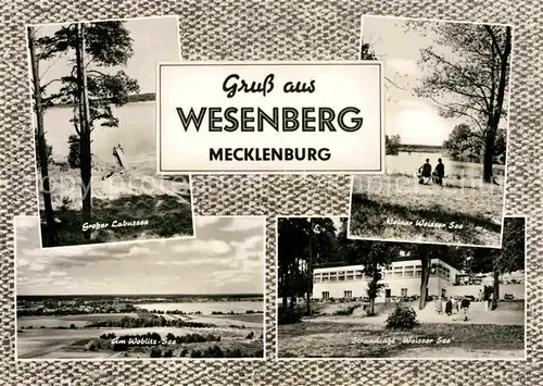 AK / Ansichtskarte Wesenberg Mecklenburg Grosser Labussee Weisser See Strandcafe Panorama Woblitz See Kat. Wesenberg Mecklenburg