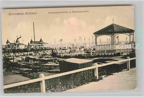 AK / Ansichtskarte Ahlbeck Ostseebad Landungsbruecke Musikpavillon Kat. Heringsdorf Insel Usedom