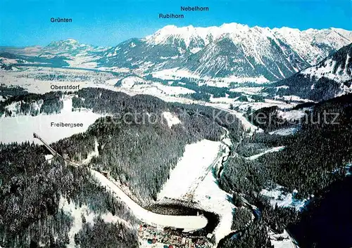 AK / Ansichtskarte Oberstdorf Fliegeraufnahme Heini Klopfer Skiflugschanze Kat. Oberstdorf