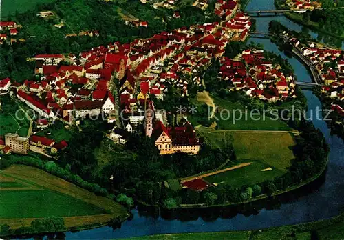 AK / Ansichtskarte Donauwoerth Fliegeraufnahme Stadtkern und Zusammenfluss von Donau und Woernitz Kat. Donauwoerth