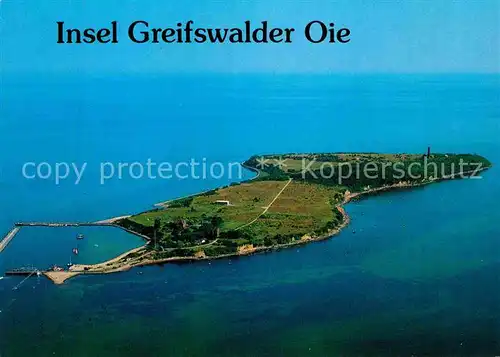 AK / Ansichtskarte Greifswalder Oie Fliegeraufnahme Insel mit Leuchtturm 