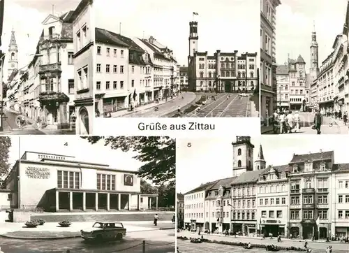 AK / Ansichtskarte Zittau Bautzner Strasse Platz der Jugend Rathaus Klosterkirche Gerhart Hauptmann Theater Kat. Zittau