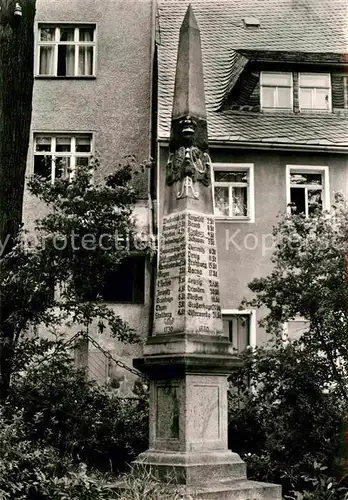 AK / Ansichtskarte Wolkenstein Erzgebirge Postmeilensaeule am Markt Kat. Wolkenstein