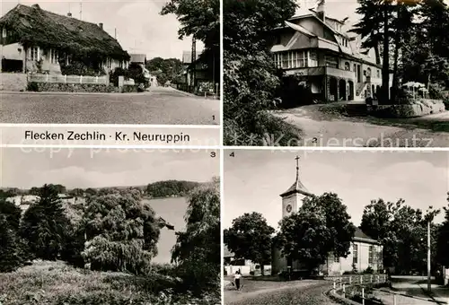 AK / Ansichtskarte Flecken Zechlin Teilansicht FDGB Ferienheim Elsenhoehe Schwarzer See Kirche Kat. Rheinsberg