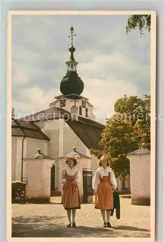 AK / Ansichtskarte Leksand Kirche Frauen in Tracht Kat. Leksand