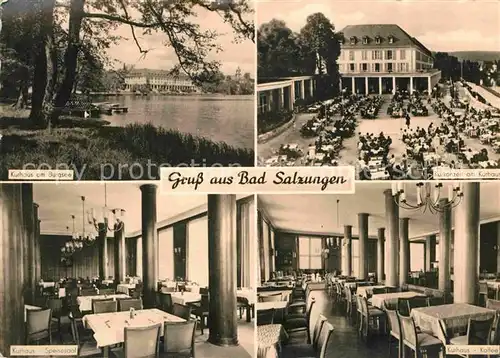 AK / Ansichtskarte Bad Salzungen Kurhaus am Burgsee Kurkonzert Kurhaus Speisesaal Kaffee Kat. Bad Salzungen