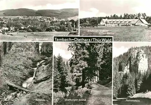 AK / Ansichtskarte Dietharz Tambach Teilansicht Schulungszentrum Falkenstein Dietharzer Grund Roellchen Felsen Waldpartie Wasserfall  Kat. Tambach Dietharz