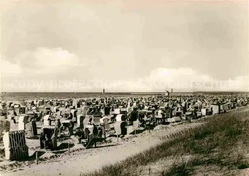 AK / Ansichtskarte Warnemuende Ostseebad Strand mit Blick zur Mole Kat. Rostock