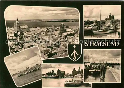 AK / Ansichtskarte Stralsund Mecklenburg Vorpommern Stadtbild mit Kirchen Hafen Schleuse Kat. Stralsund