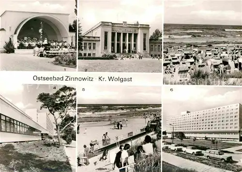 AK / Ansichtskarte Zinnowitz Ostseebad Konzertpavillon Kulturhaus Strandleben IG Wismut Erholungsheim Roter Oktober