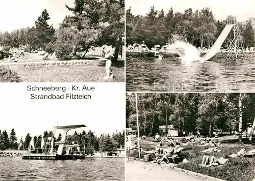 AK / Ansichtskarte Schneeberg Erzgebirge Strandbad Filzteich Sprungturm Rutsche Kat. Schneeberg