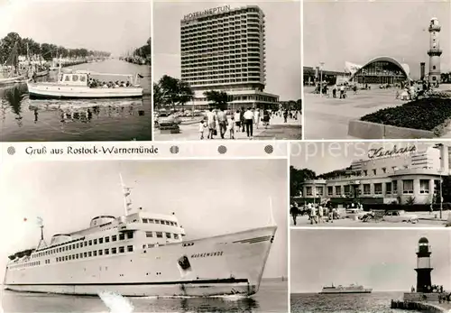 AK / Ansichtskarte Warnemuende Ostseebad Alter Strom Hotel Neptun Leuchtturm Gaststaette Teepott Kurhaus Faehrschiff Warnemuende Mole Kat. Rostock