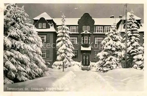 AK / Ansichtskarte Friedrichsbrunn Harz Sanatorium Dr Strokorb im Winter Kat. Friedrichsbrunn