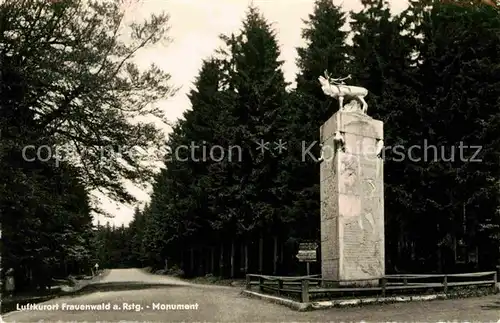 AK / Ansichtskarte Frauenwald Thueringen Monument Hirsch Skulptur Luftkurort Kat. Frauenwald