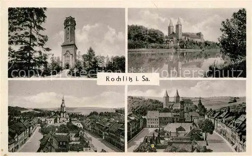 AK / Ansichtskarte Rochlitz Sachsen Blick ueber die Mulde Kirche Marktplatz Turm Kat. Rochlitz