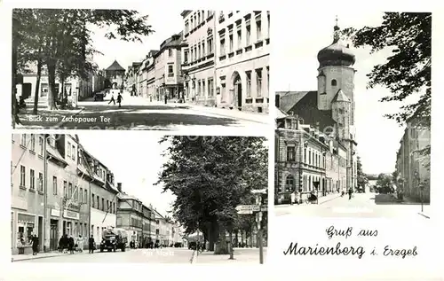 AK / Ansichtskarte Marienberg Erzgebirge Zschopauer Tor Markt Kirche Kat. Marienberg