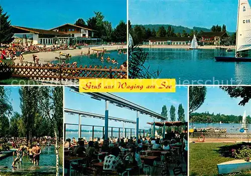 AK / Ansichtskarte Waging See Strandbad See Terrasse Wassertretstelle Kat. Waging a.See