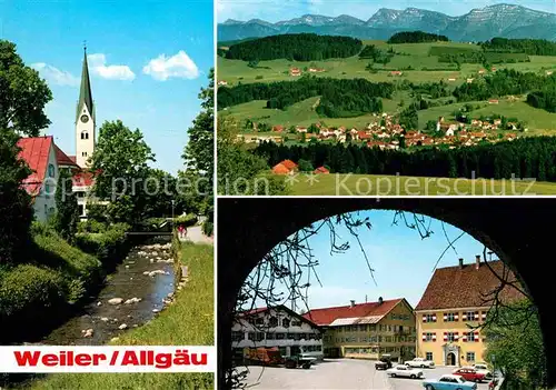 AK / Ansichtskarte Weiler Allgaeu Platz Kirche Panorama  Kat. Fischen i.Allgaeu