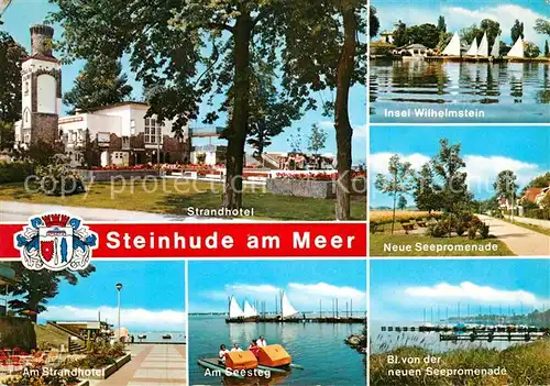 AK / Ansichtskarte Steinhude Strandhotel Seesteg Seepromenade Insel Wilhelmstein Kat. Wunstorf