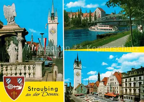 AK / Ansichtskarte Straubing Stadtturm Theresien  und Ludwigsplatz Schloss Kat. Straubing