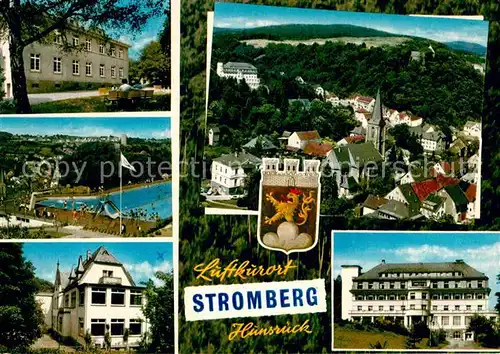 AK / Ansichtskarte Stromberg Hunsrueck Panorama Kirche Freibad  Kat. Stromberg