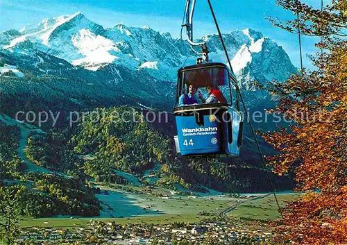 AK / Ansichtskarte Seilbahn Wankbahn Garmisch Partenkirchen Zugspitzgruppe Kat. Bahnen