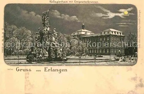 AK / Ansichtskarte Erlangen Emigrantenbrunne Kollegienhaus  Kat. Erlangen
