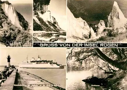 AK / Ansichtskarte Insel Ruegen Koenigstuhl Granitzer Ort Teufelsfelsen Mole Sassnitz Herthasee Kat. Bergen