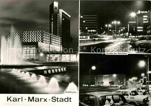 AK / Ansichtskarte Karl Marx Stadt Strasse der Nationen Stadthalle Kat. Chemnitz