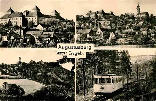 AK / Ansichtskarte Augustusburg Teilansichten mit Schloss Augustusburg Drahtseilbahn Kat. Augustusburg