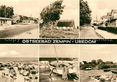 AK / Ansichtskarte Zempin Teilansichten Strand Fischerboot Kat. Zempin