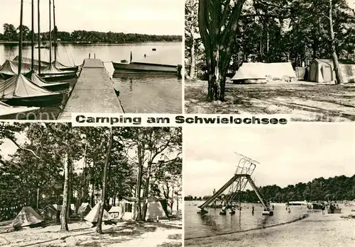 AK / Ansichtskarte Schwielochsee Campingplatz Badestrand Bootsanleger Kat. Schwielochsee