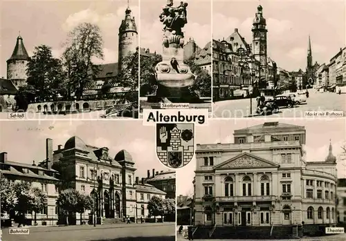 AK / Ansichtskarte Altenburg Thueringen Schloss Skatbrunnen Markt Rathaus Theater Bahnhof Kat. Altenburg