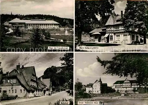 AK / Ansichtskarte Oberhof Thueringen Haus der Freundschaft Schweizerhuette Ernst Thaelmann Haus Bahnhof Kat. Oberhof Thueringen