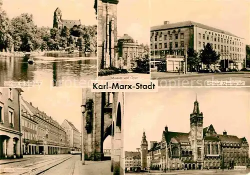 AK / Ansichtskarte Karl Marx Stadt Schlossteich Schlosskirche Mueum Oper HO Hotel Chemnitzer Hof Klosterstrasse Rathaus Kat. Chemnitz