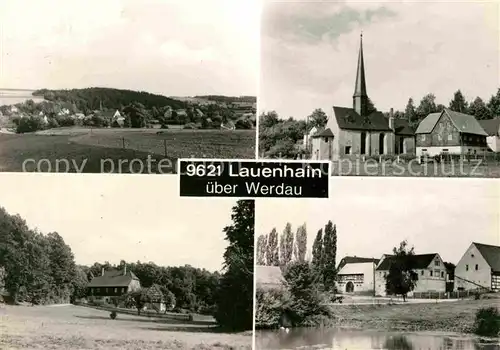 AK / Ansichtskarte Lauenhain Werdau Panorama Ortsansicht mit Kirche