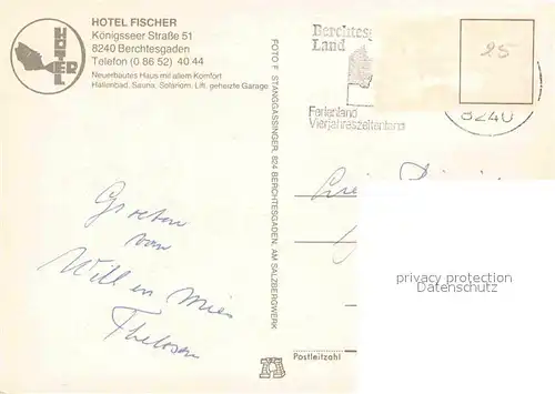 AK / Ansichtskarte Berchtesgaden Hotel Fischer Kat. Berchtesgaden