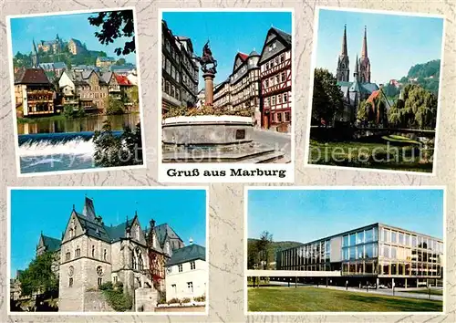 AK / Ansichtskarte Marburg Lahn Landgrafenschloss Marktbrunnen Sankt Elisabethen Kirche Kat. Marburg