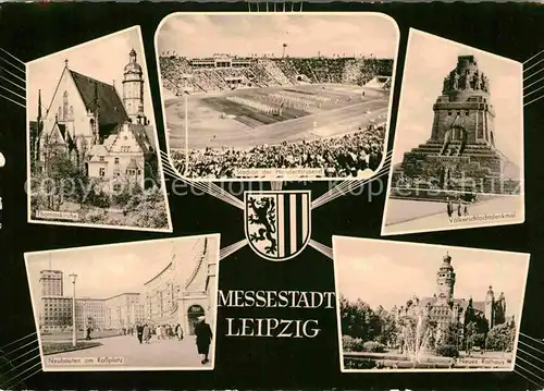 AK / Ansichtskarte Stadion Hunderttausend Leipzig Thomaskirche Neubauten Rossplatz  Kat. Sport