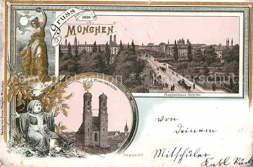 AK / Ansichtskarte Muenchen Frauenkirche Maximilians Bruecke  Kat. Muenchen