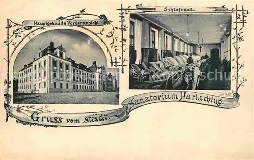 AK / Ansichtskarte Harlaching Muenchen Staedt. Sanatorium Schlafsaal Hauptgebaeude  Kat. Muenchen