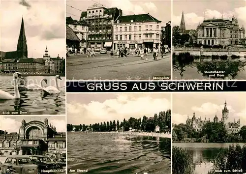 AK / Ansichtskarte Schwerin Mecklenburg Leninplatz Schloss Strand Dom Staatstheater Kat. Schwerin